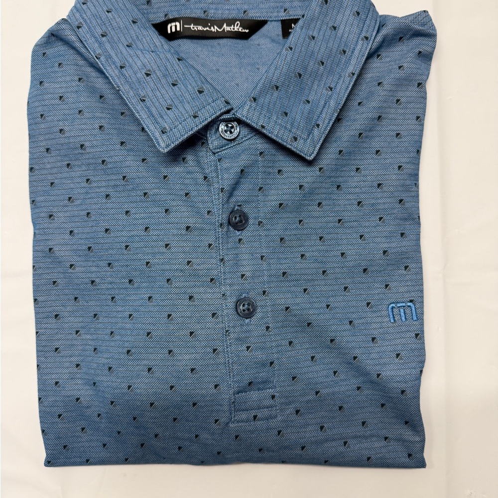 Travis Mathew Blue Micro-Dot Polo